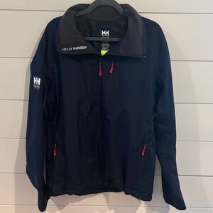 Helly Hansen Men's Navy Raincoat with Red Accents